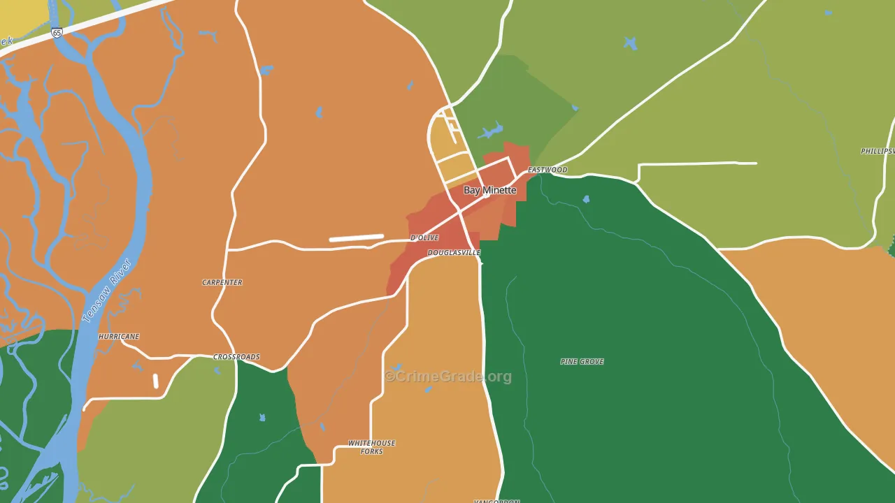 Bay Minette, AL Map of Theft Rates