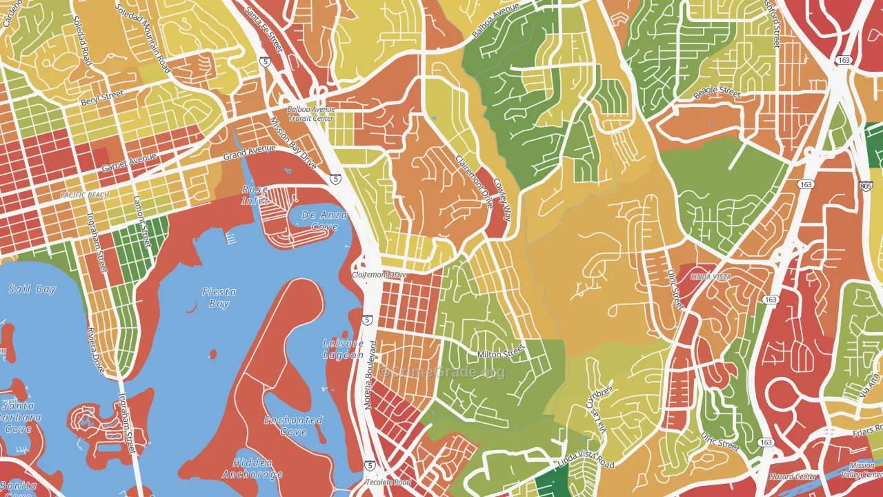 Bay Park, San Diego, CA Map of Theft Rates