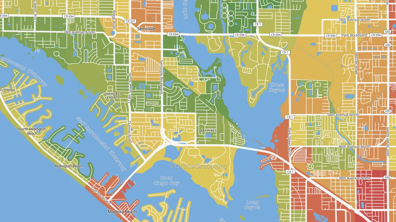 Bay Pines, FL Map of Theft Rates