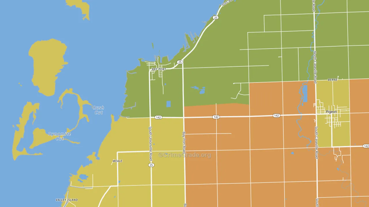 Bay Port, MI Map of Theft Rates