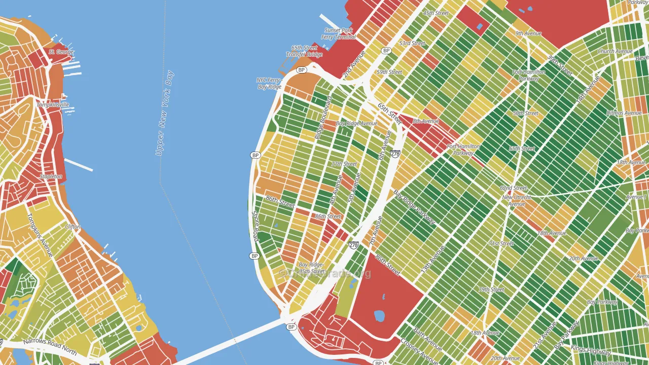 Bay Ridge-Fort Hamilton, Brooklyn, NY Map of Theft Rates