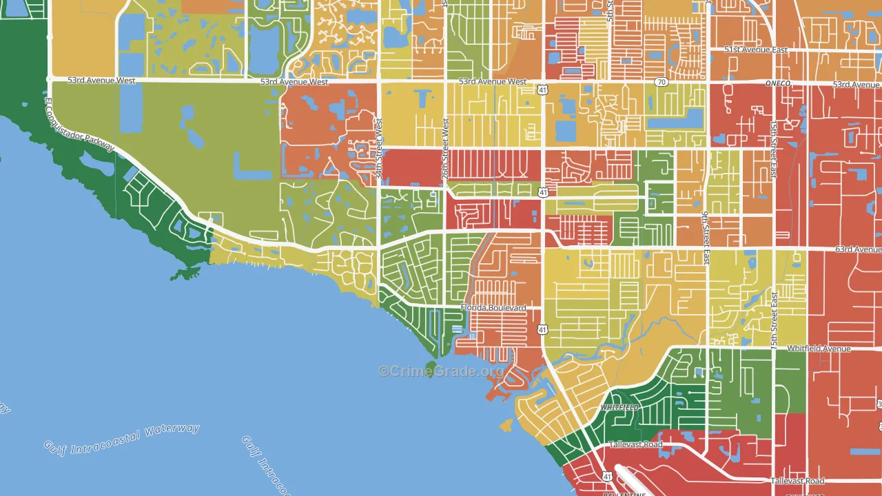 Bay Shore Gardens, Bayshore Gardens, FL Map of Theft Rates