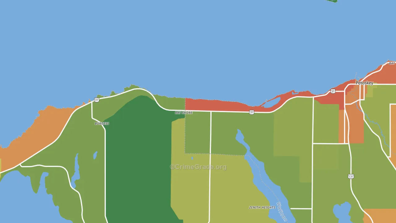 Bay Shore, MI Map of Theft Rates