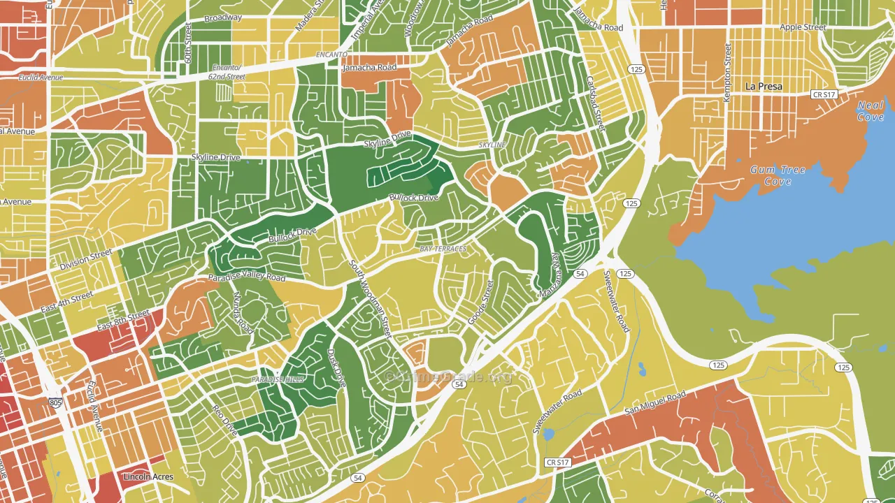 Bay Terraces, San Diego, CA Map of Theft Rates
