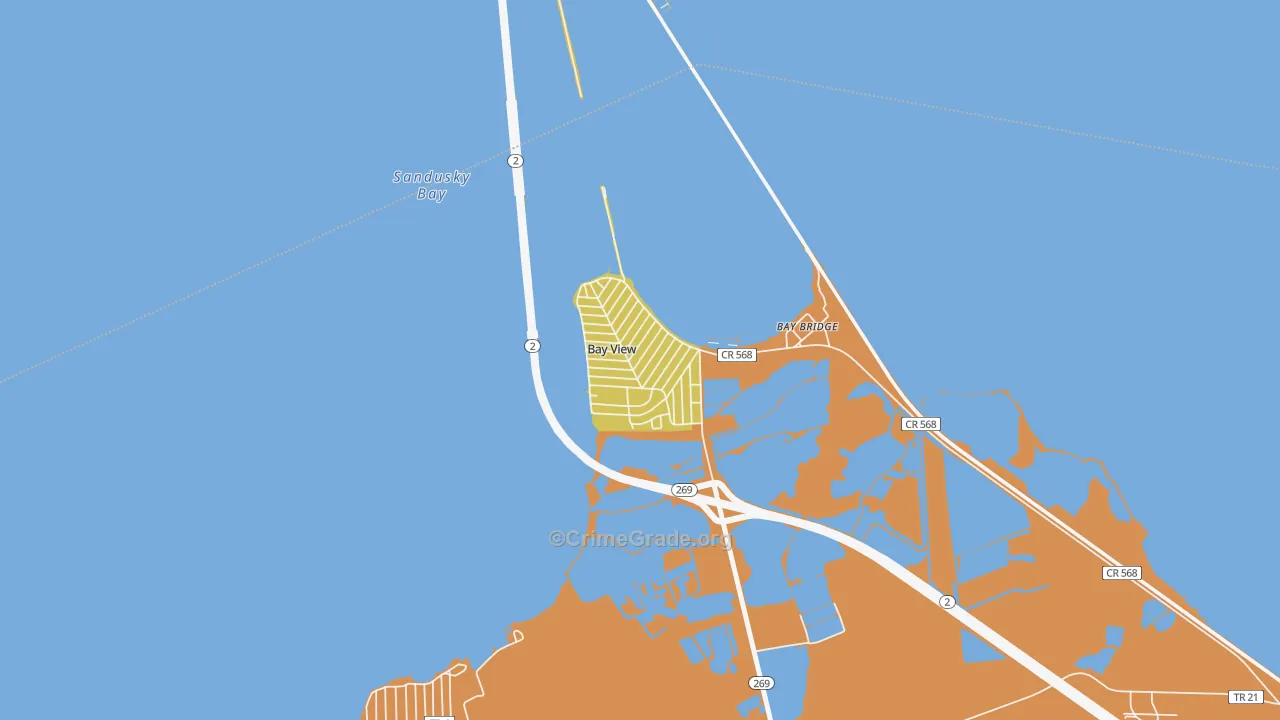 Bay View, OH Map of Theft Rates