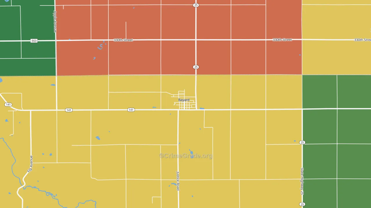 Bayard, IA Map of Theft Rates