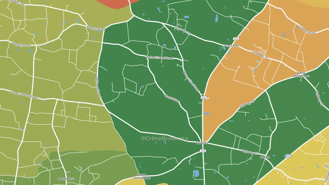 Bayboro, SC Map of Theft Rates