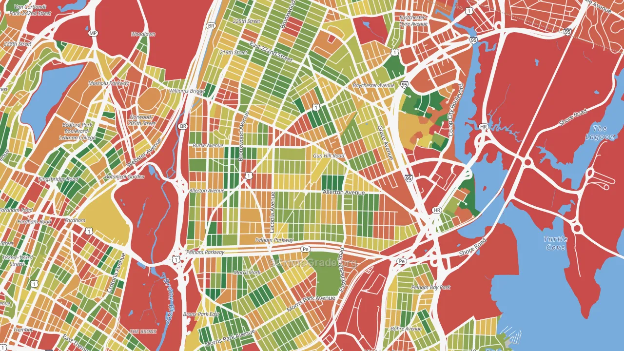 Baychester, Bronx, NY Map of Theft Rates