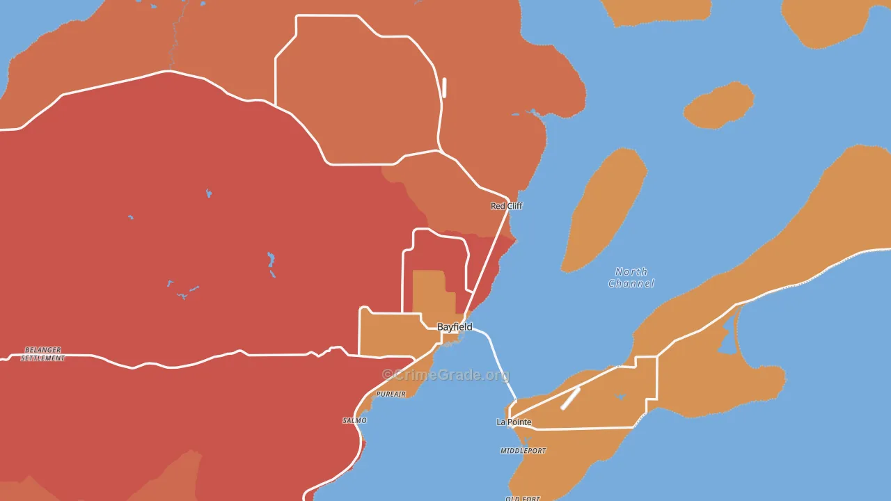 Bayfield, WI Map of Theft Rates