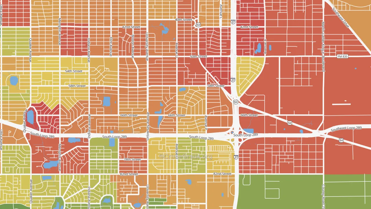 Bayless Atkins, Lubbock, TX Map of Theft Rates