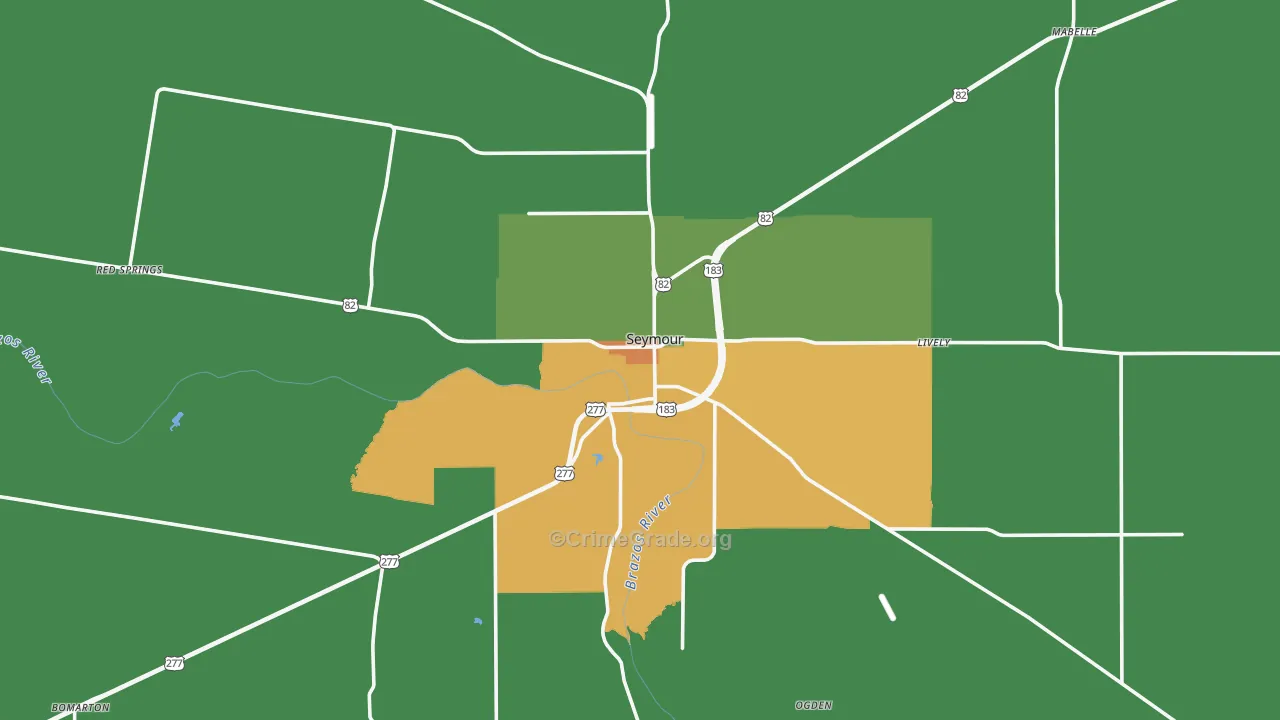 Baylor County, TX Map of Theft Rates