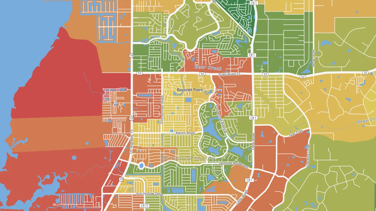 Bayonet Point, FL Map of Theft Rates