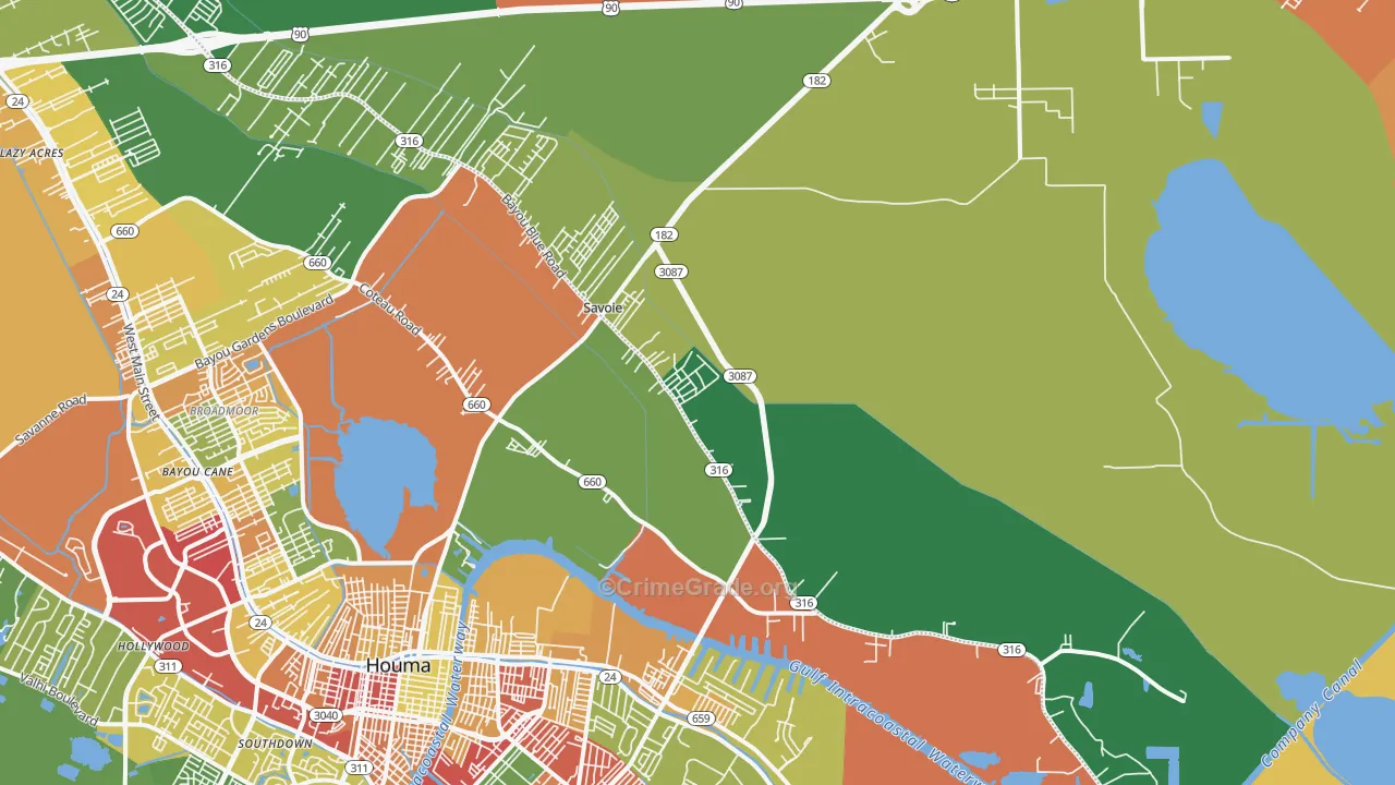 Bayou Blue, LA Map of Theft Rates