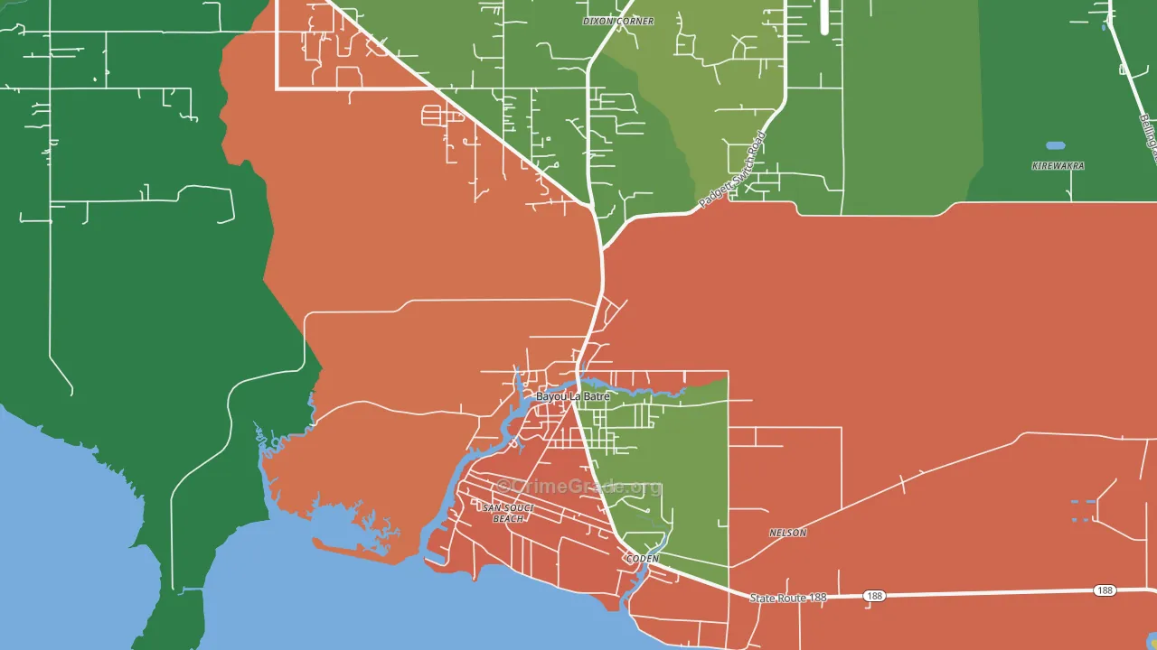Bayou La Batre, AL Map of Theft Rates