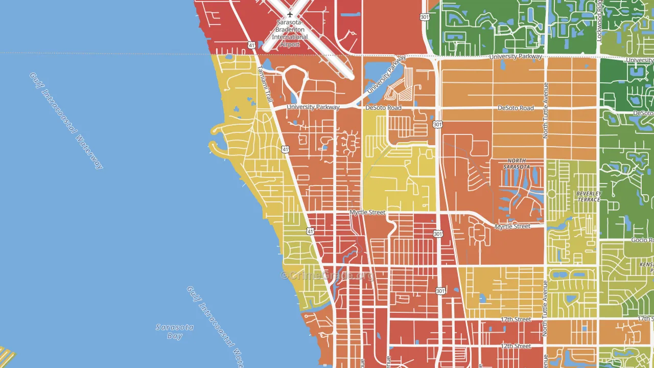 Bayou Oaks, Sarasota, FL Map of Theft Rates
