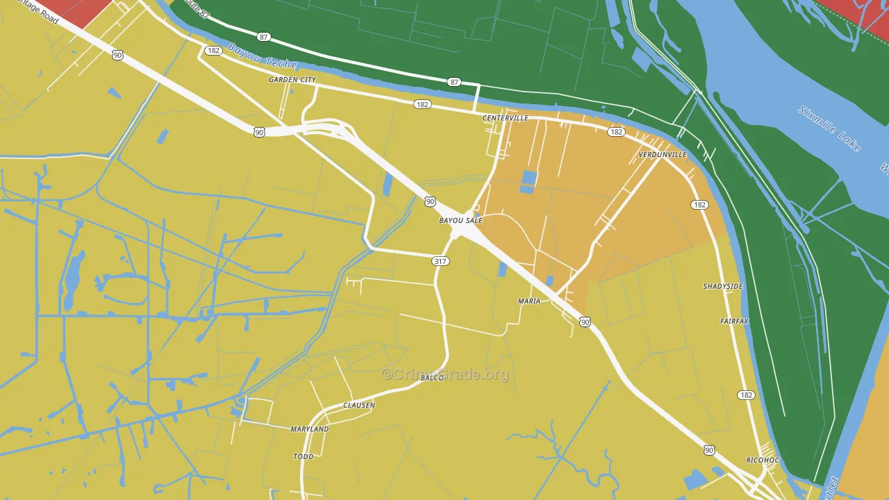 Bayou Sale, LA Map of Theft Rates