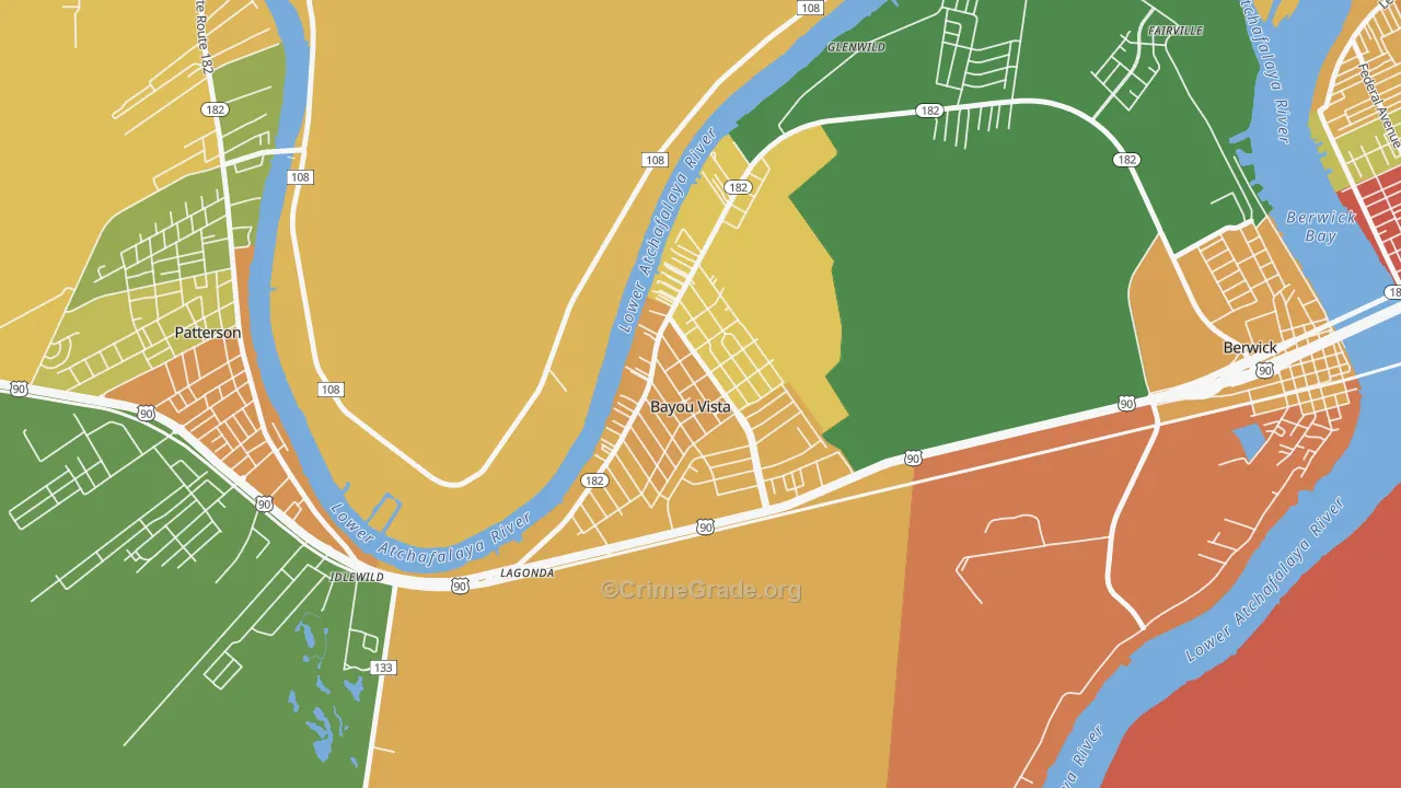 Bayou Vista, LA Map of Theft Rates