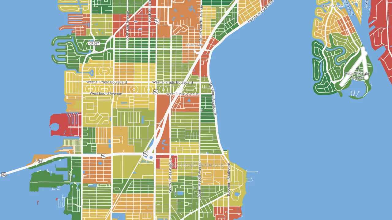 Bayshore Beautiful, Tampa, FL Map of Theft Rates