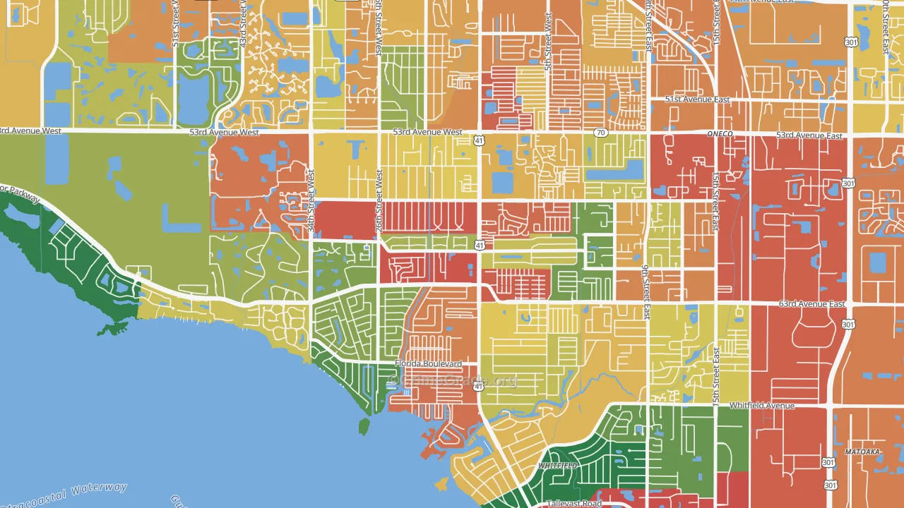 Bayshore Gardens, FL Map of Theft Rates