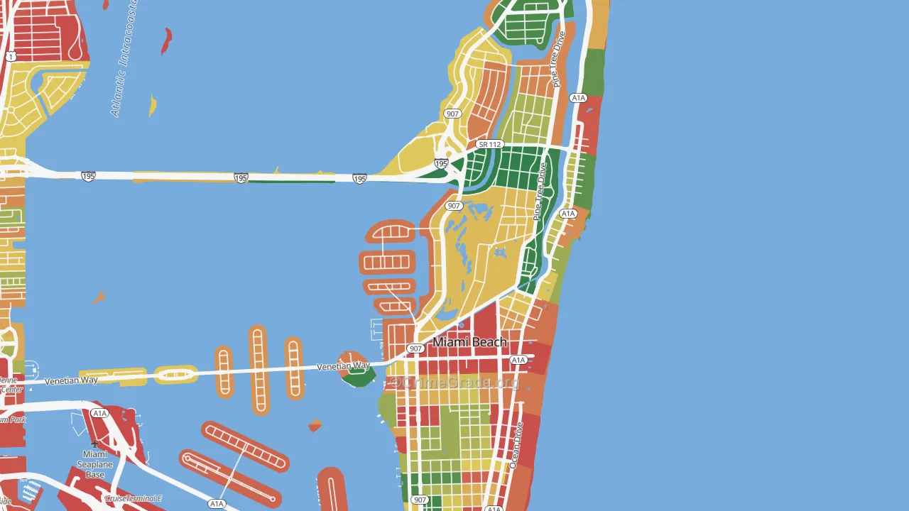 Bayshore, Miami Beach, FL Map of Theft Rates