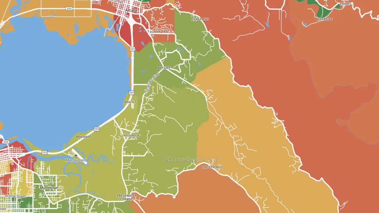 Bayside, CA Map of Theft Rates