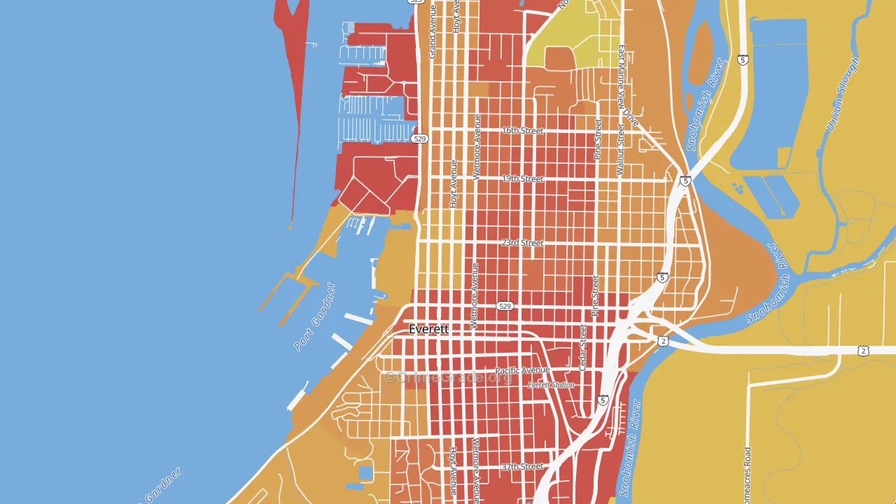 Bayside, Everett, WA Map of Theft Rates