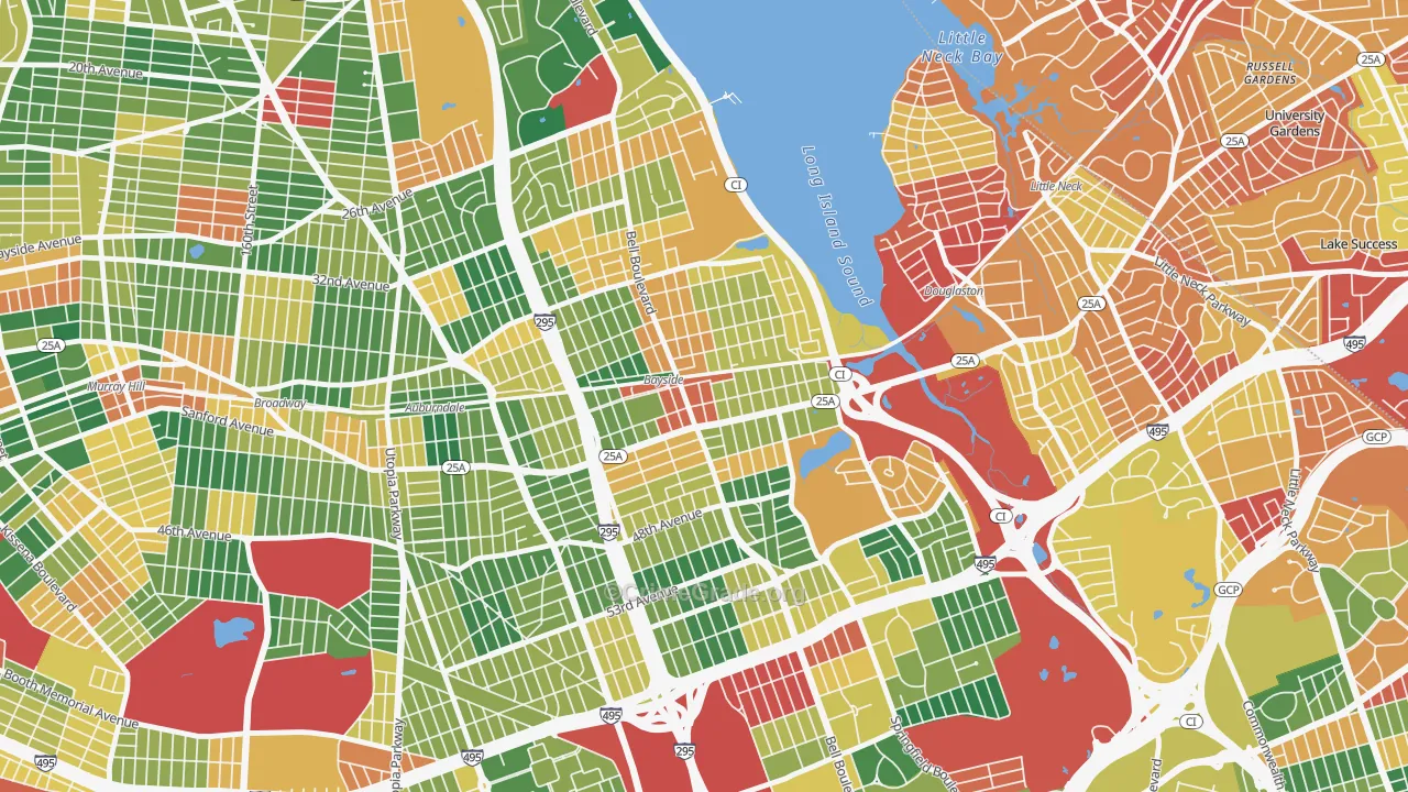 Bayside, Queens, NY Map of Theft Rates