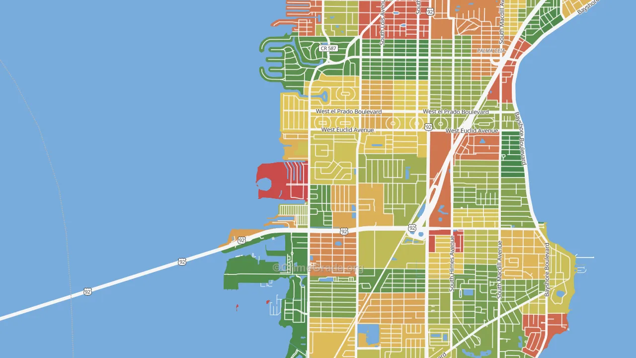 Bayside West, Tampa, FL Map of Theft Rates