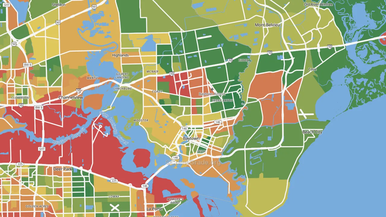 Baytown, TX Map of Theft Rates