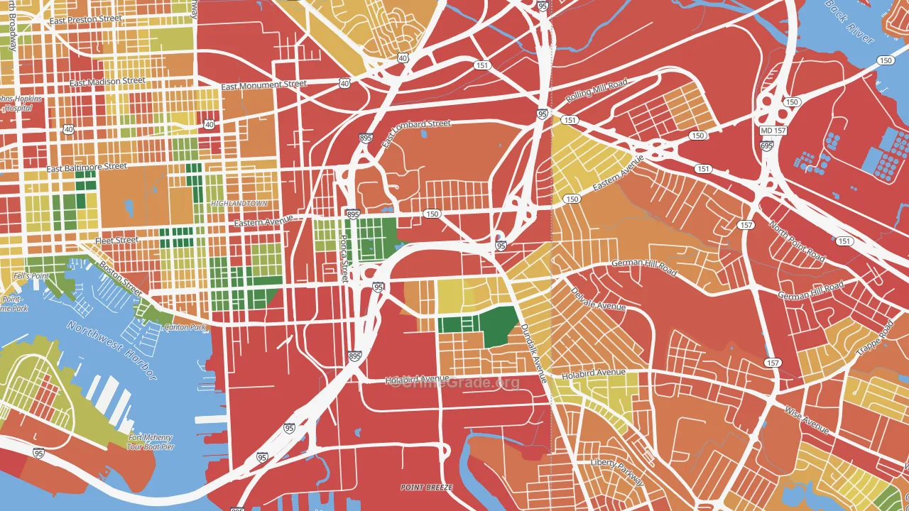Bayview Area, Baltimore, MD Map of Theft Rates