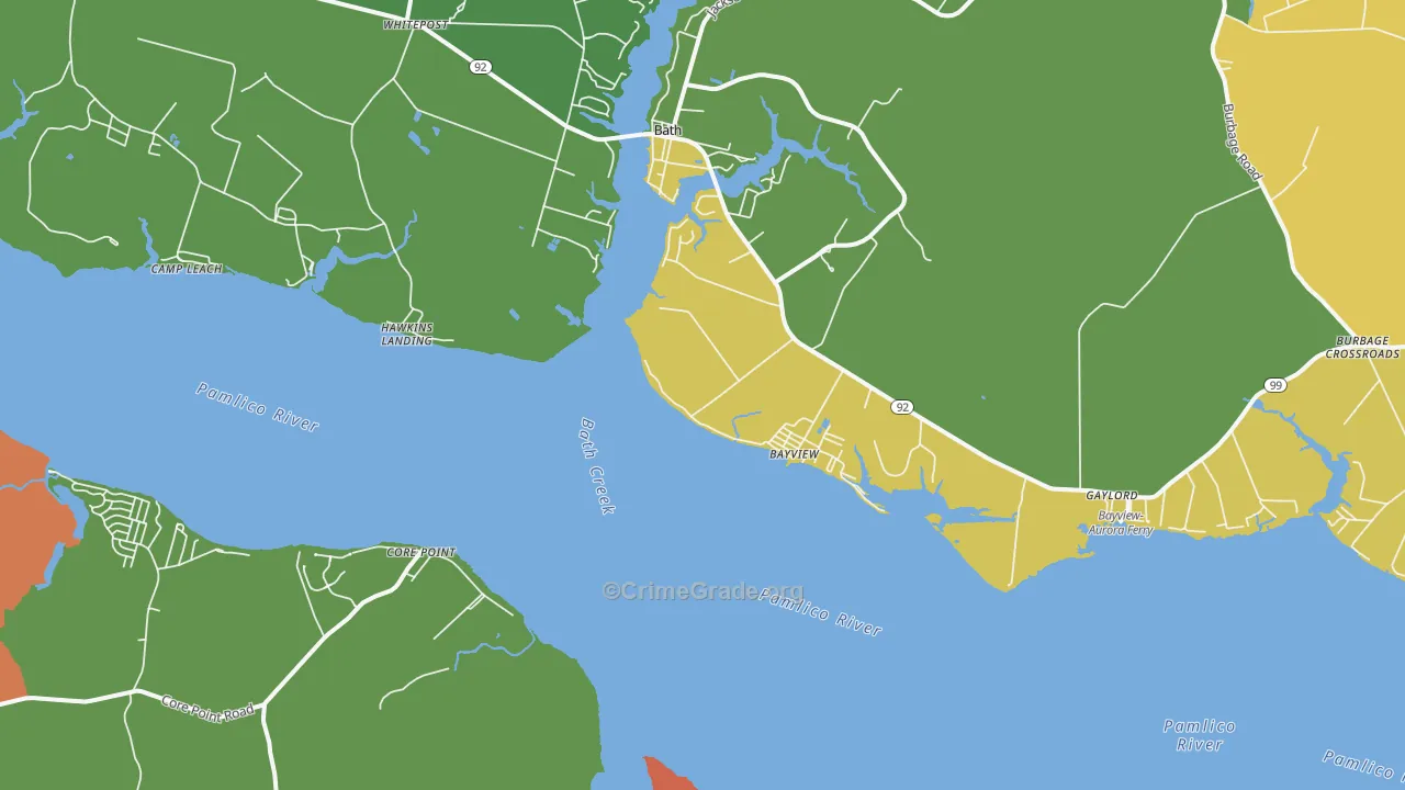 Bayview, NC Map of Theft Rates