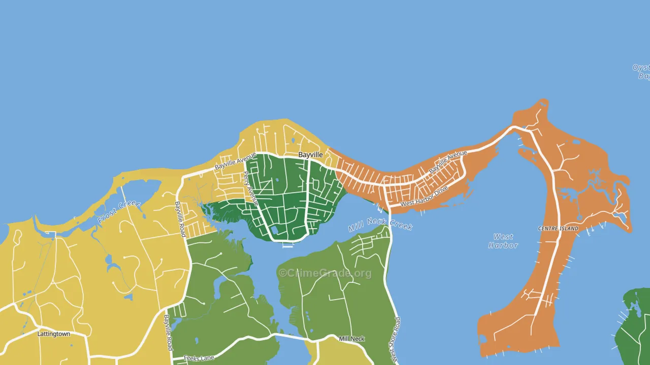 Bayville, NY Map of Theft Rates