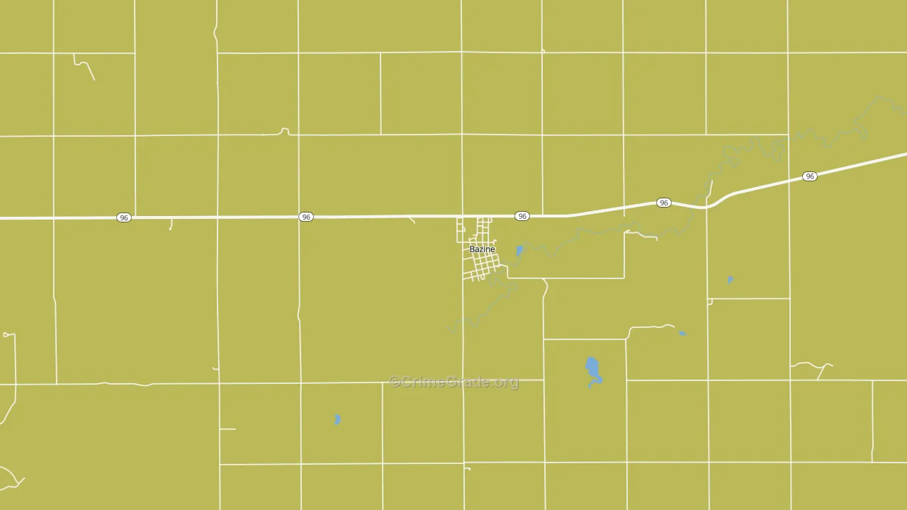 Bazine, KS Map of Theft Rates