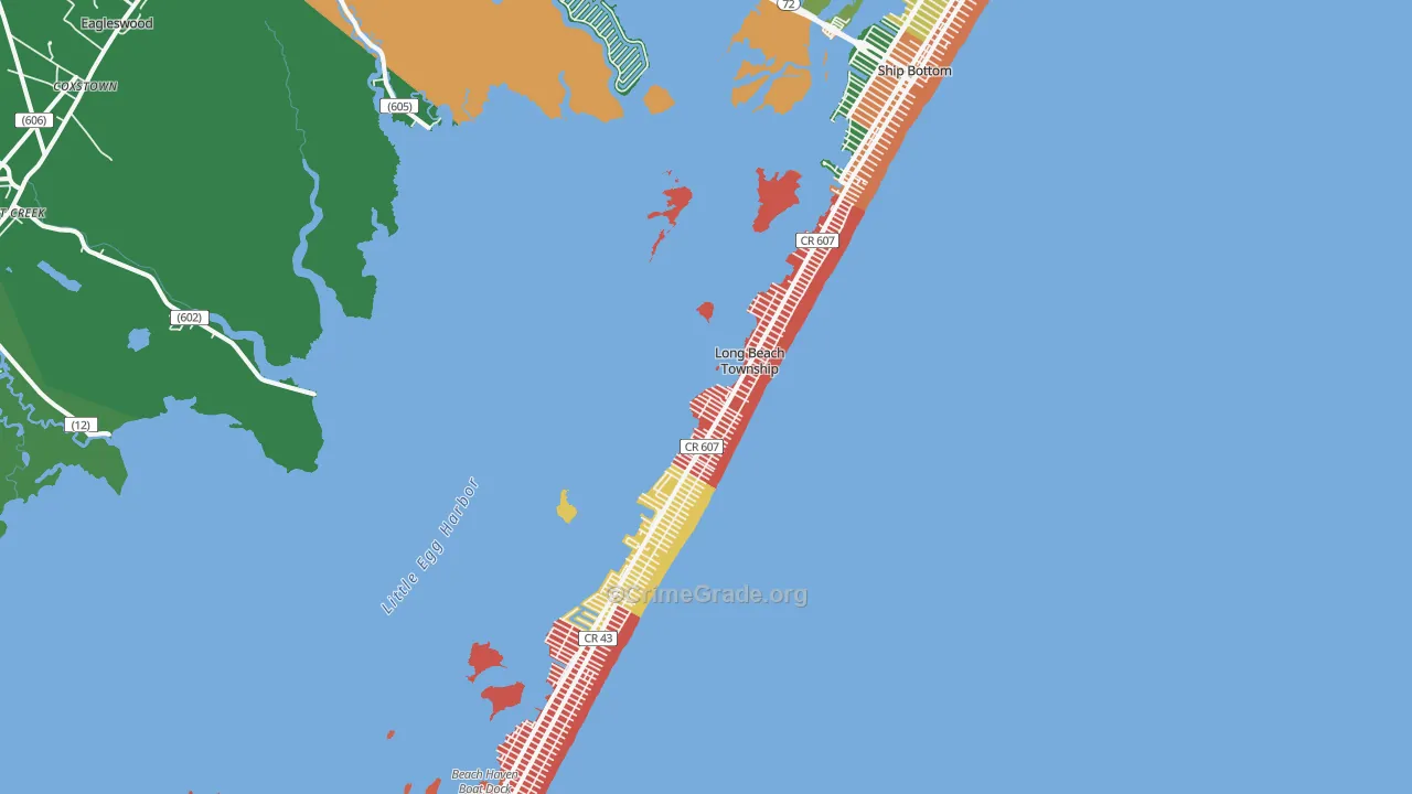 Beach Haven, NJ Map of Theft Rates