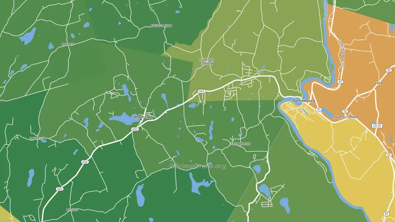 Beach Lake, PA Map of Theft Rates
