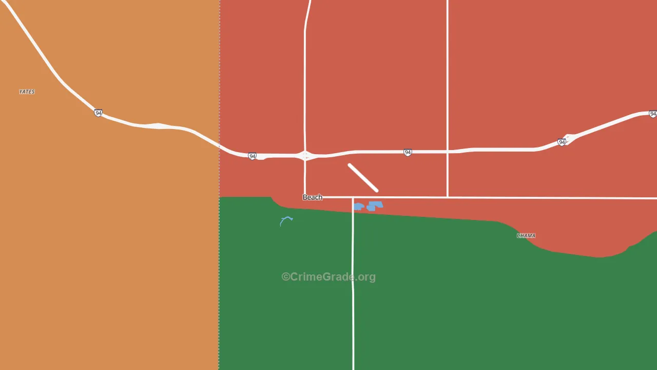 Beach, ND Map of Theft Rates