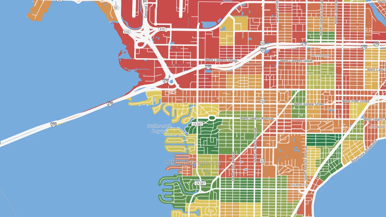 Beach Park, Tampa, FL Map of Theft Rates