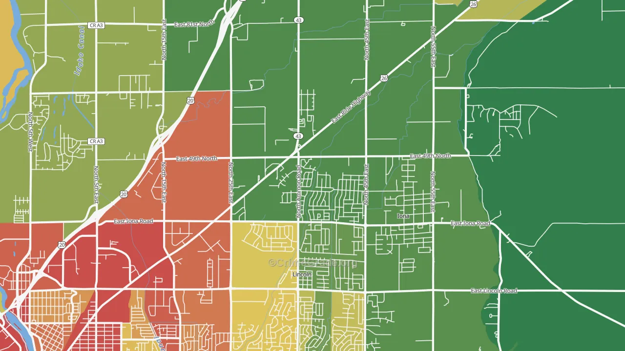 Beachs Corner, ID Map of Theft Rates