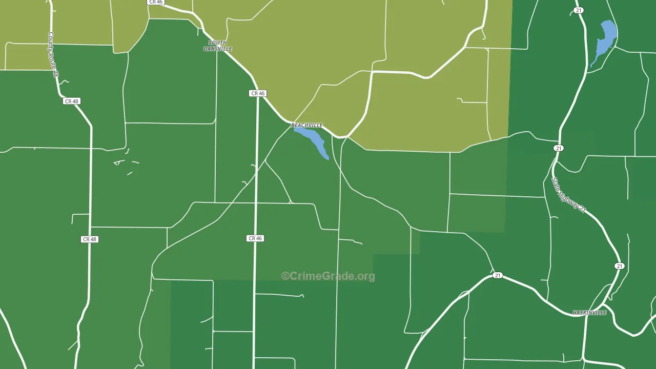 Beachville, NY Map of Theft Rates