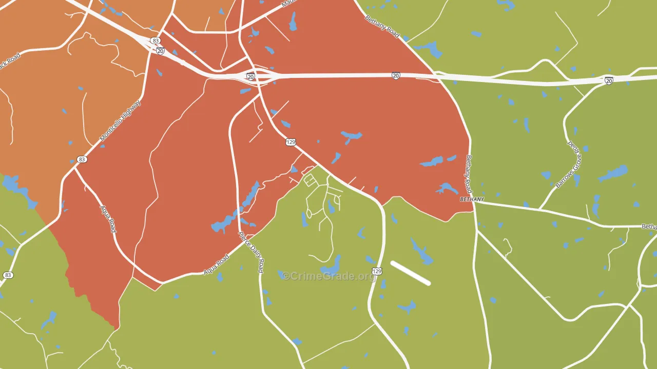Beacon Heights, GA Map of Theft Rates
