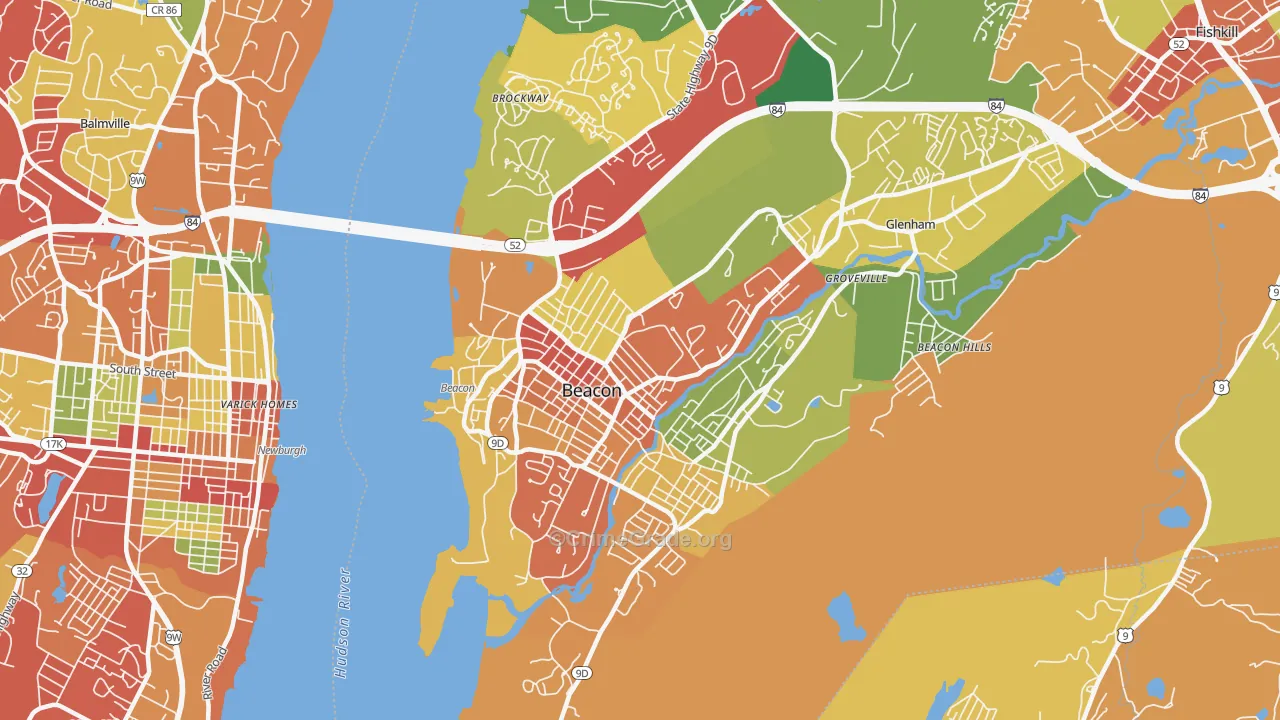 Beacon, NY Map of Theft Rates