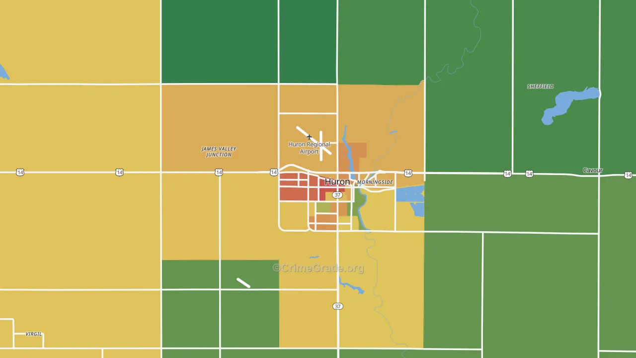 Beadle County, SD Map of Theft Rates