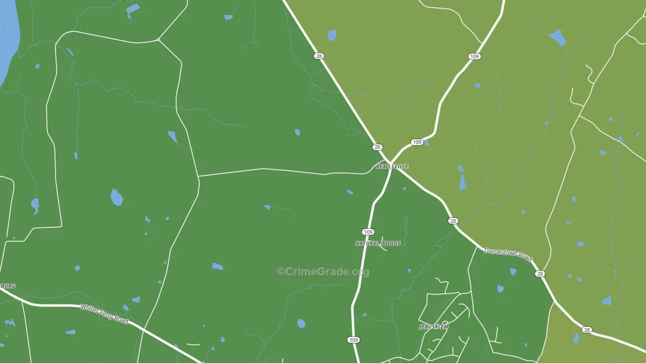Beallsville, MD Map of Theft Rates