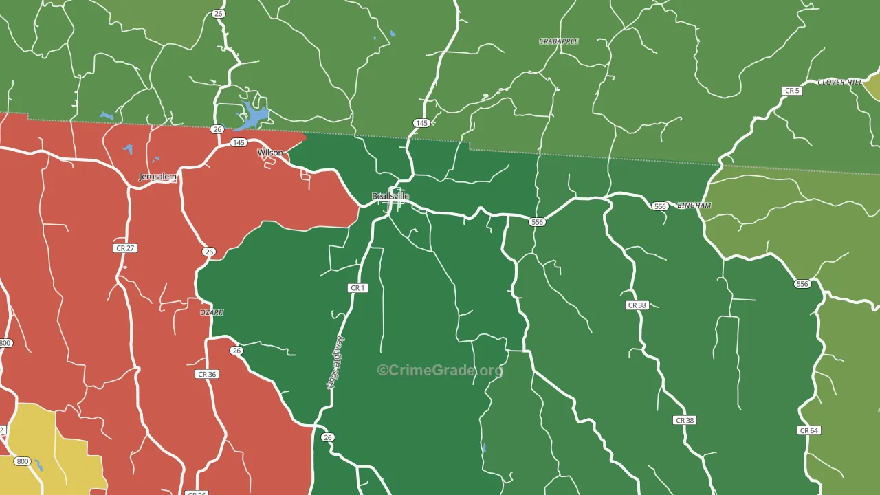 Beallsville, OH Map of Theft Rates