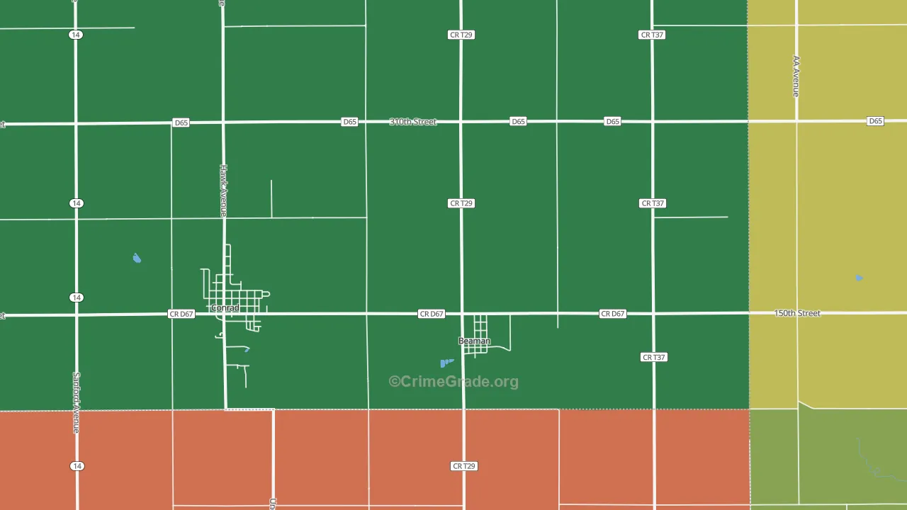 Beaman, IA Map of Theft Rates
