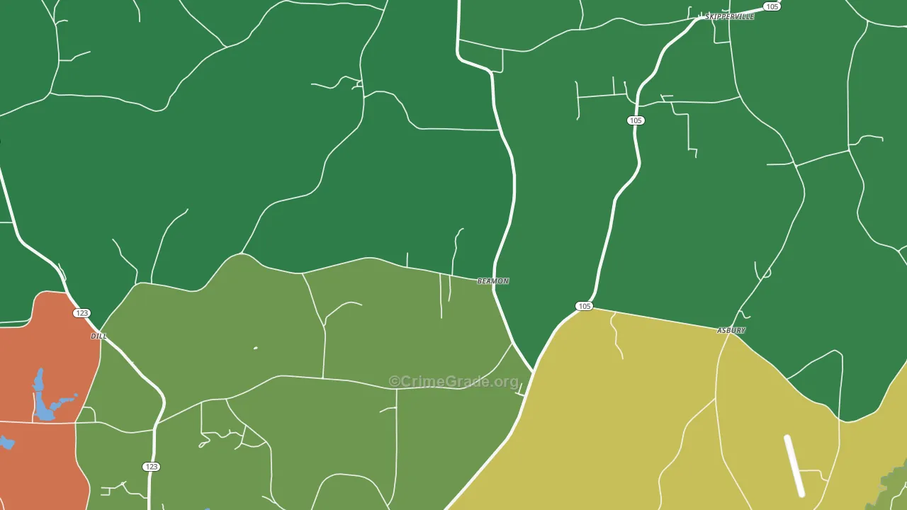 Beamon, AL Map of Theft Rates