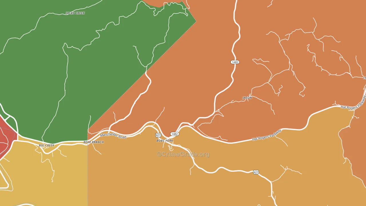 Bear Branch, KY Map of Theft Rates