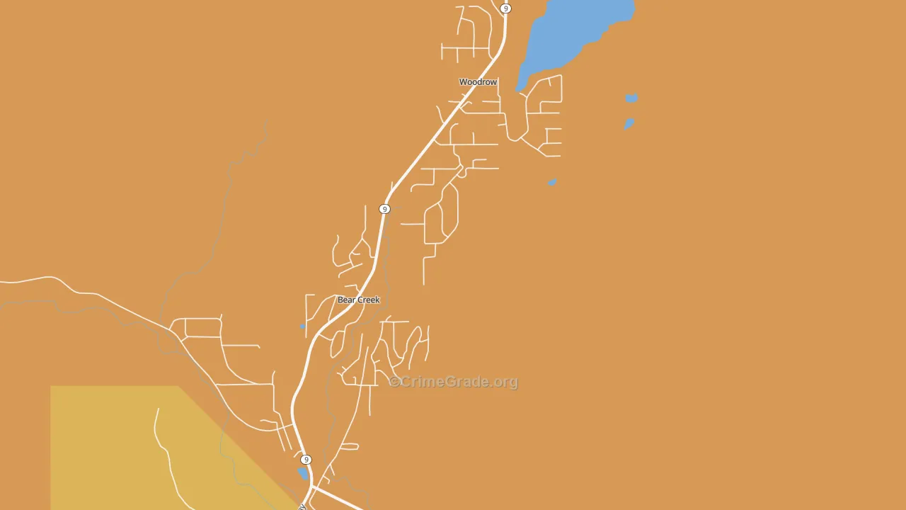 Bear Creek, AK Map of Theft Rates