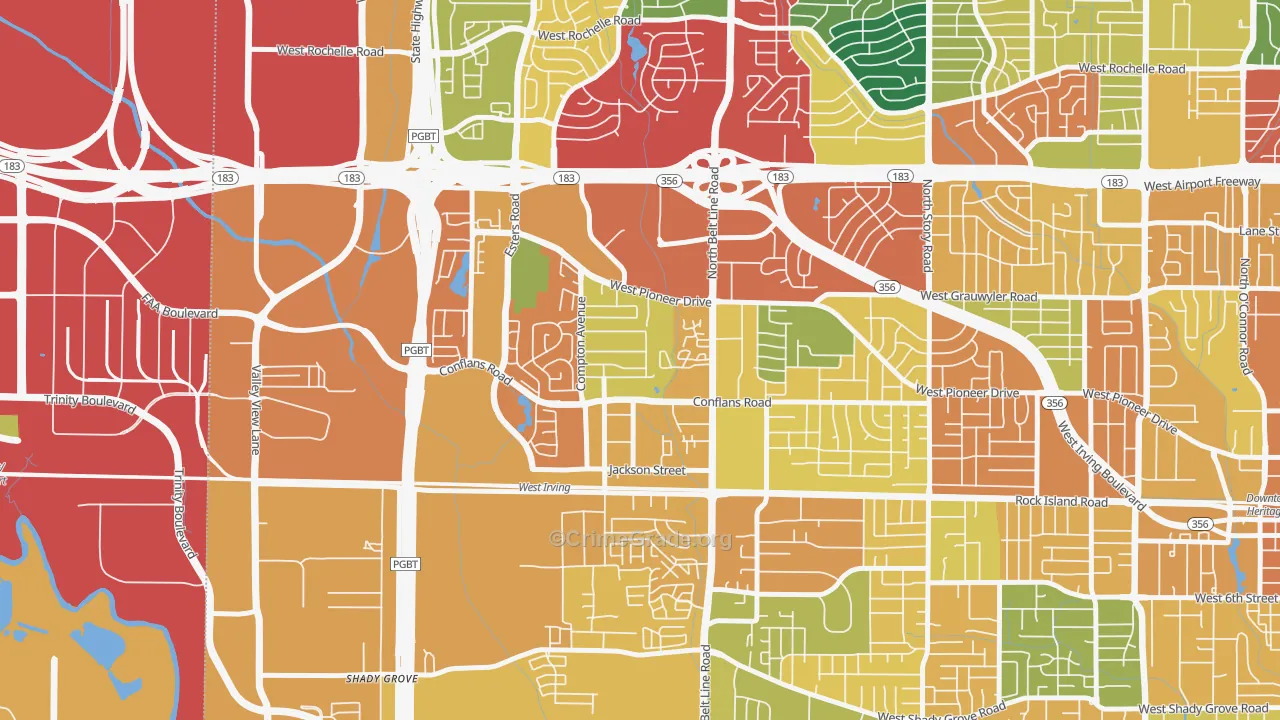 Bear Creek, Irving, TX Map of Theft Rates