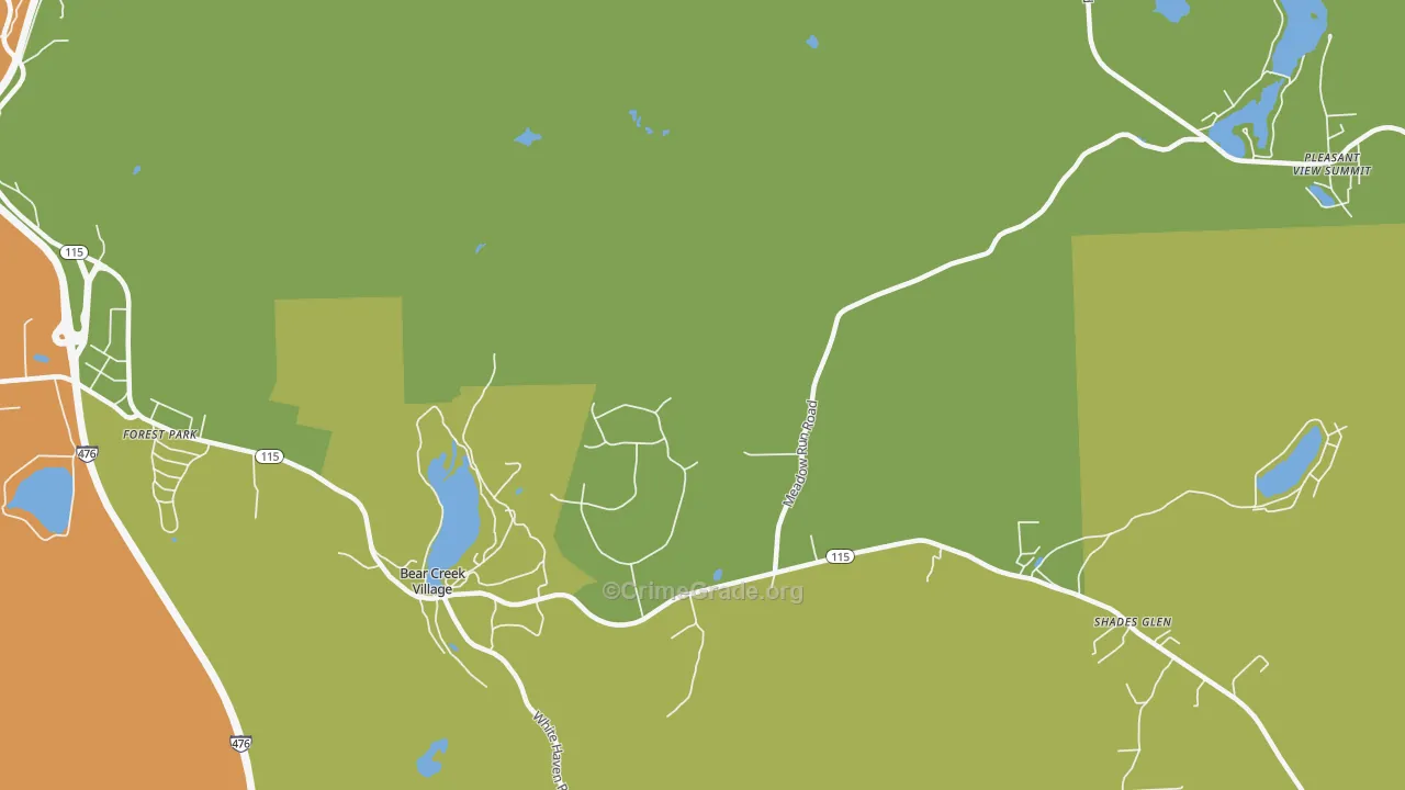 Bear Creek, PA Map of Theft Rates